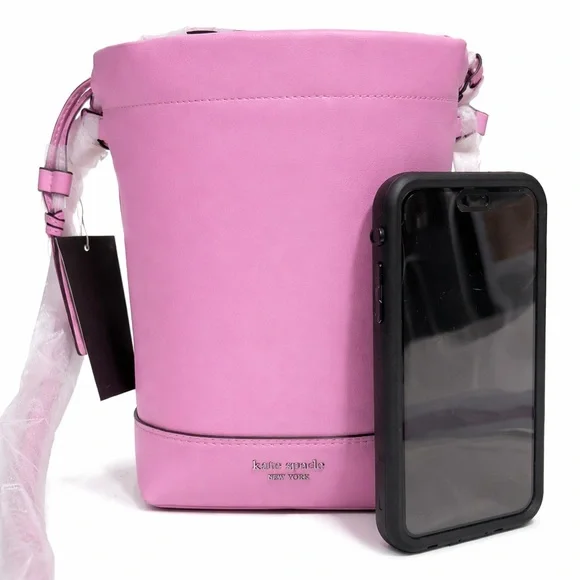 Kate Spade Eva Bucket Vibrant Pink Leather Crossbody Bag - Picture 2 of 5